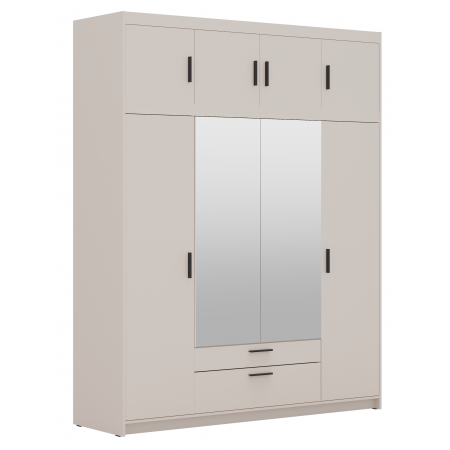 Szafa z lustrem nadstawką 176 cm garderoba TRINO beżowa